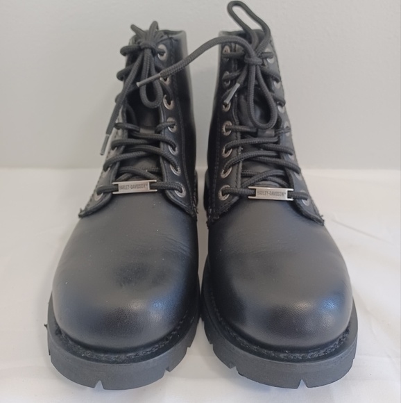 HARLEY DAVIDSON men's  motorcycle boots black leather lace-up Sz7.5 - Picture 2 of 11